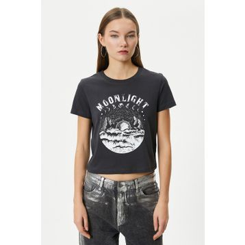 Koton 4SAL10080IK Antrasit Kadın T-shirt