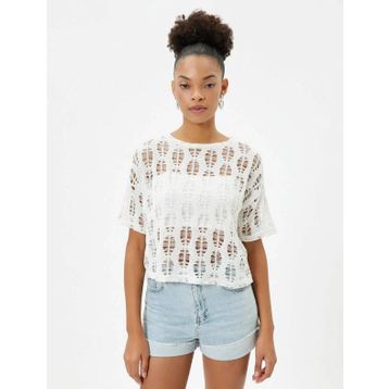 Koton 4SAL10186IK Ekru Kadın T-shirt