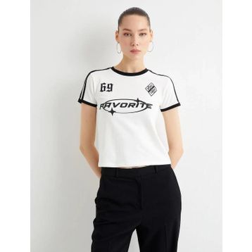 Koton 4SAL10625IK Ekru Kadın T-shirt