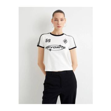 Koton 4SAL10625IK Ekru Kadın T-shirt