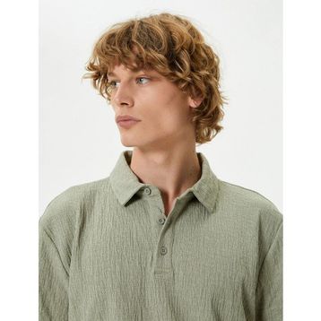 Koton 4SAM10001MK Mnt Mint Pamuk Jersey Kısa Kollu Polo Yaka Basic Erkek T-shirt