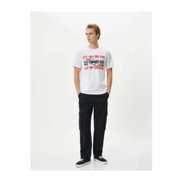 Koton 4SAM10025HK 000 Beyaz Jersey Pamuk Kısa Kollu Erkek T-shirt