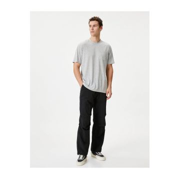 Koton 4SAM10075HK 031 Gri Basic Cep Detaylı Erkek T-shirt