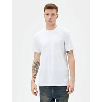 Koton 4SAM10085HK 000 Beyaz Jersey Kısa Kollu Basic Erkek T-shirt
