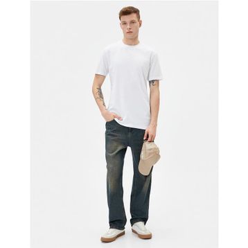 Koton 4SAM10085HK 000 Beyaz Jersey Kısa Kollu Basic Erkek T-shirt