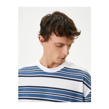 Koton 4SAM10242HK Mavi Çizgili Erkek T-shirt