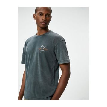 Koton 4SAM10248HK 931 Antrasit Pamuk Jersey Kısa Kollu Erkek T-shirt