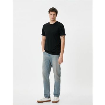 Koton 4SAM10276HK 999 Siyah Viskoz Jersey Kısa Kollu Basic Erkek T-shirt