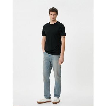 Koton 4SAM10276HK 999 Siyah Viskoz Jersey Kısa Kollu Basic Erkek T-shirt