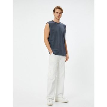 Koton 4SAM30006MK 931 Antrasit Pamuk Jersey Kolsuz Erkek T-shirt