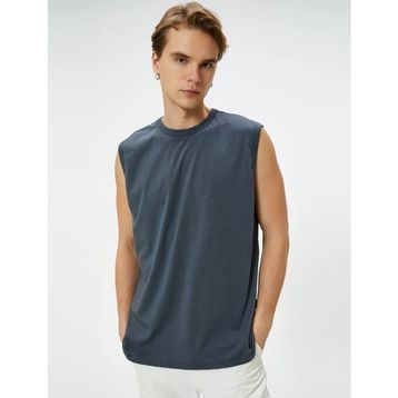 Koton 4SAM30006MK 931 Antrasit Pamuk Jersey Kolsuz Erkek T-shirt