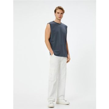 Koton 4SAM30006MK 931 Antrasit Pamuk Jersey Kolsuz Erkek T-shirt