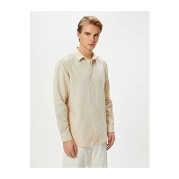 Koton 4SAM60022HW 057 Bej Klasik Yaka Basic Erkek Gömlek