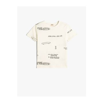Koton 4SKB10343TK Ekru Desenli Erkek Çocuk T-shirt