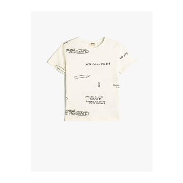 Koton 4SKB10343TK Ekru Desenli Erkek Çocuk T-shirt
