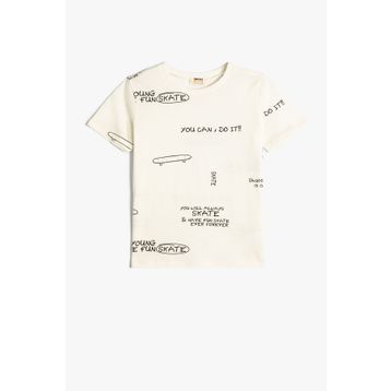 Koton 4SKB10343TK Ekru Desenli Erkek Çocuk T-shirt