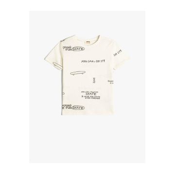 Koton 4SKB10343TK Ekru Desenli Erkek Çocuk T-shirt
