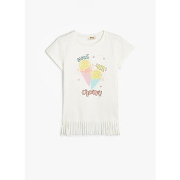 Koton 4SKG10222AK Ekru Kız Çocuk T-Shirt