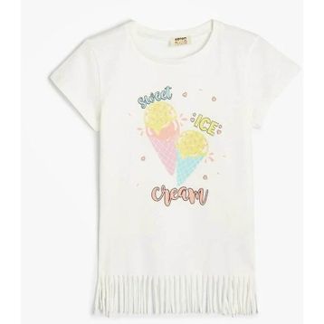 Koton 4SKG10222AK Ekru Kız Çocuk T-Shirt