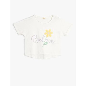 Koton 4SKG10223AK Ekru Kız Çocuk T-shirt