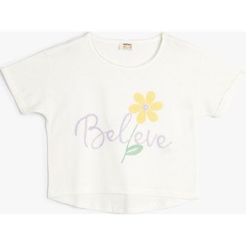 Koton 4SKG10223AK Ekru Kız Çocuk T-shirt