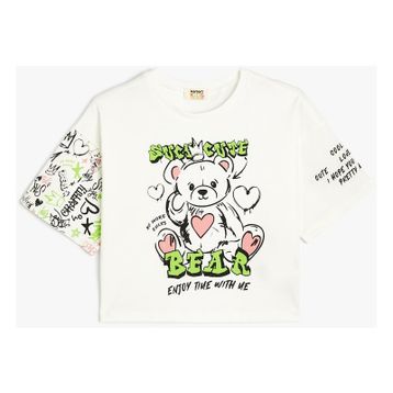Koton 4SKG10272AK Ekru Kız Çocuk T-shirt