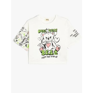 Koton 4SKG10272AK Ekru Kız Çocuk T-shirt