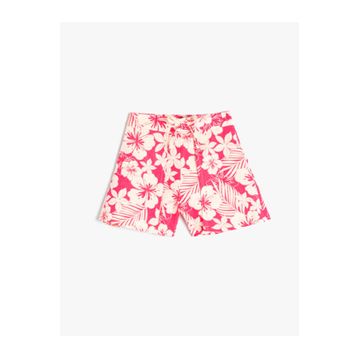 Koton 4SKG40063AW Pembe Çiçekli Kız Çocuk Şort