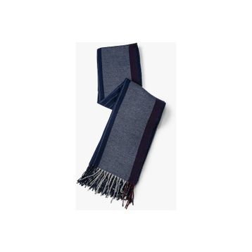 Koton 4WAK50226AA704 Çizgili Yumuşak Dokulu Püsküllü Lacivert Atkı