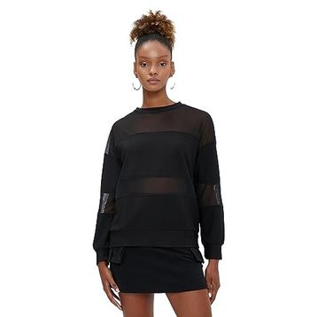 Koton 4WAL10182IK Bisiklet Yaka Çizgili Siyah Kadın Sweatshirt