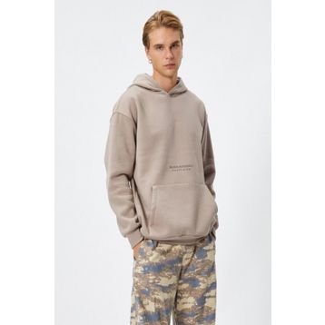 Koton 4WAM70168MK Bej Baskılı Erkek Sweatshirt