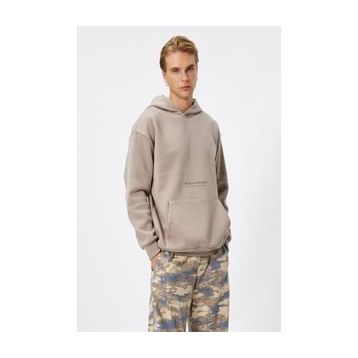 Koton 4WAM70168MK Bej Baskılı Erkek Sweatshirt