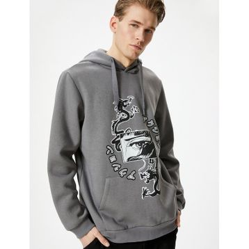 Koton 4WAM70252MK Gri Arkası Baskılı Erkek Sweatshirt