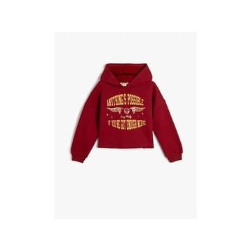 Koton 4WKG10489AK Bordo Kız Çocuk Sweatshirt