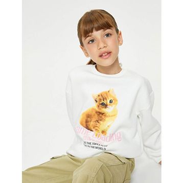 Koton 4WKG10507AK Ekru Kız Çocuk Sweatshirt