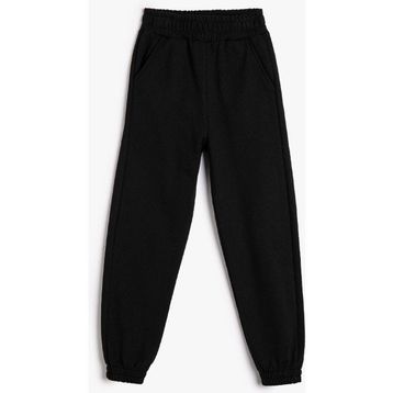 Koton 4WKG40040AK 999 Siyah Pamuklu Jersey Kız Çocuk Eşofman Altı
