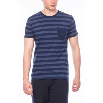 Koton 5YAM19709OK Lacivert Çizgili Erkek T-Shirt
