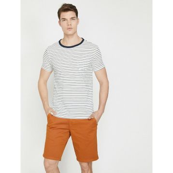 Koton 5YAM19709OK Lacivert Çizgili Erkek T-Shirt