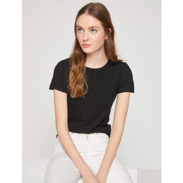 Koton 9KAK12775OK Siyah Kadın T-Shirt