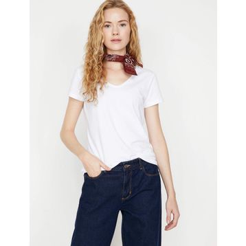 Koton 9KAM12328LK Beyaz V Yaka Erkek T-shirt