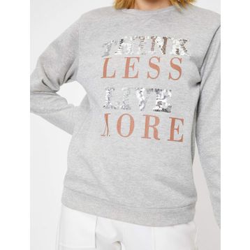 Koton 9KAM71097DK Gri Baskılı Erkek Sweatshirt