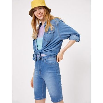 Koton 9YAK47678MDFA7 Kadın Normal Bel Jean Şort