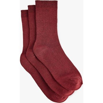 Koton Basic 3'lü Standart Bordo Soket Çorap Seti