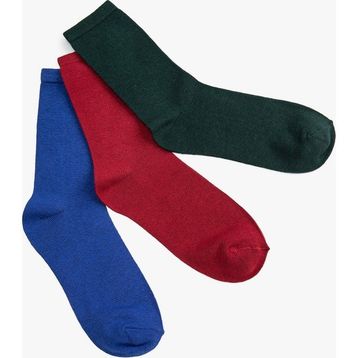 Koton Basic 3'lü Standart Bordo Soket Çorap Seti