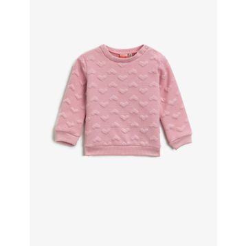 Koton Bisiklet Yaka Kalp Desenli Uzun Kollu Sweatshirt 1YMG17960OK