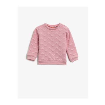 Koton Bisiklet Yaka Kalp Desenli Uzun Kollu Sweatshirt 1YMG17960OK