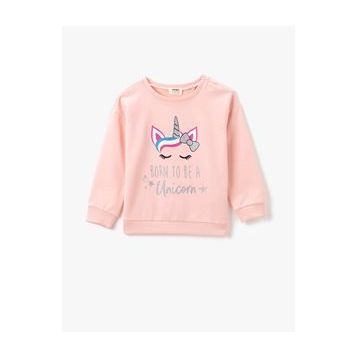 Koton Bisiklet Yaka Pamuklu Baskili Uzun Kollu Sweatshirt 1YKB16546OK