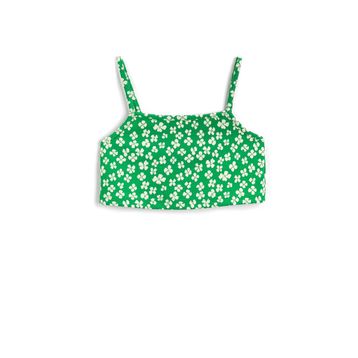Koton Çiçekli Crop İnce Askılı Kız Çocuk Atlet