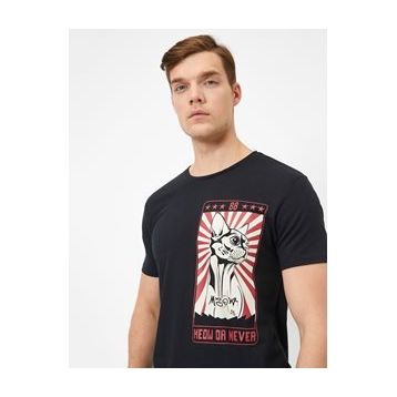 Koton Desenli Kısa Kollu T-Shirt 1YMB18779ZK