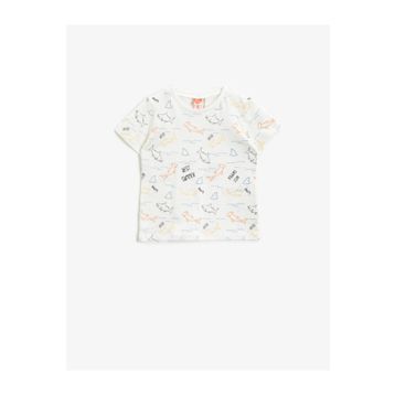 Koton Desenli Kısa Kollu T-Shirt 1YMB18779ZK